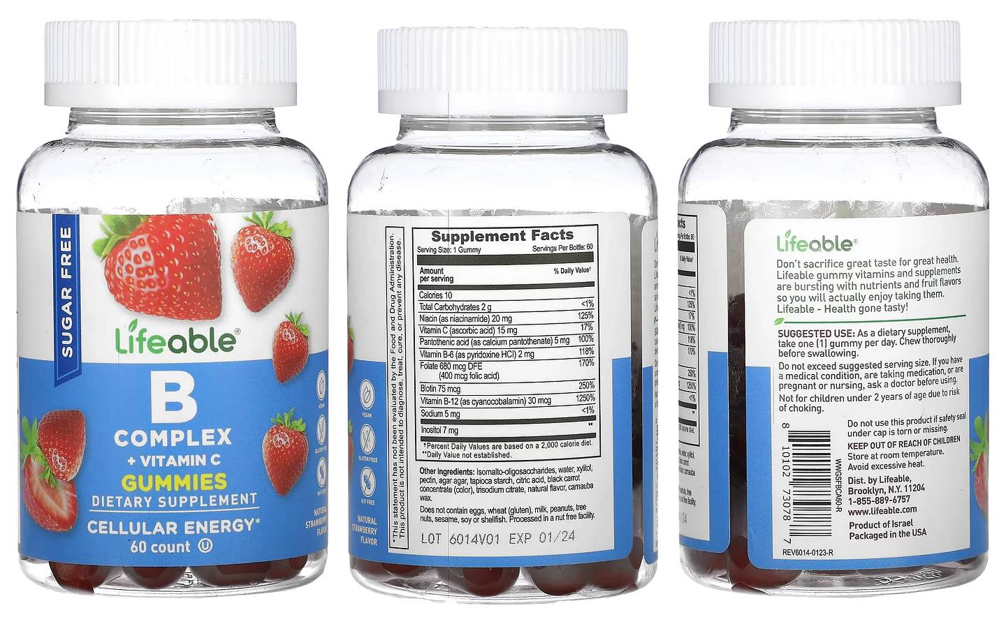 Lifeable, B Complex + Vitamin C Gummies packaging