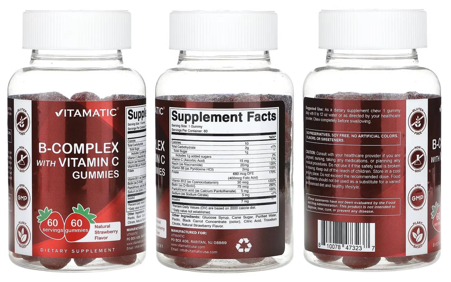 Vitamatic, B-Complex With Vitamin C Gummies packaging