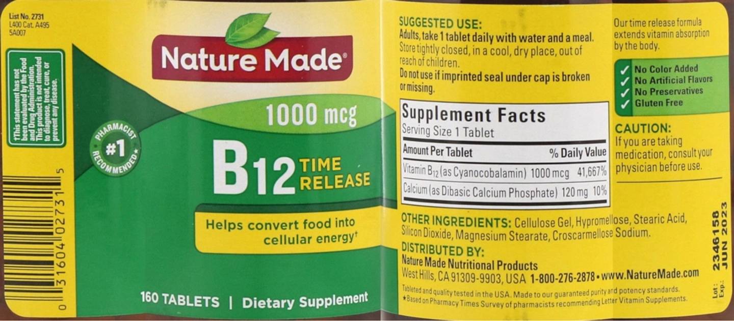 Nature Made, B12 label