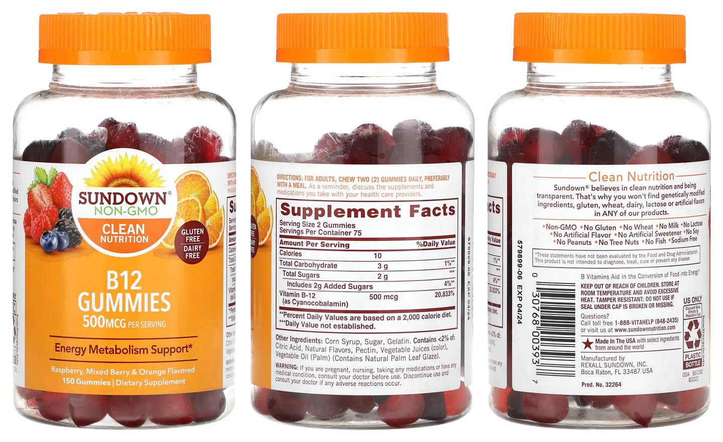 Sundown Naturals, B12 Gummies packaging