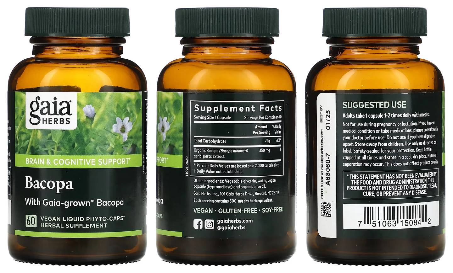 Gaia Herbs, Bacopa packaging