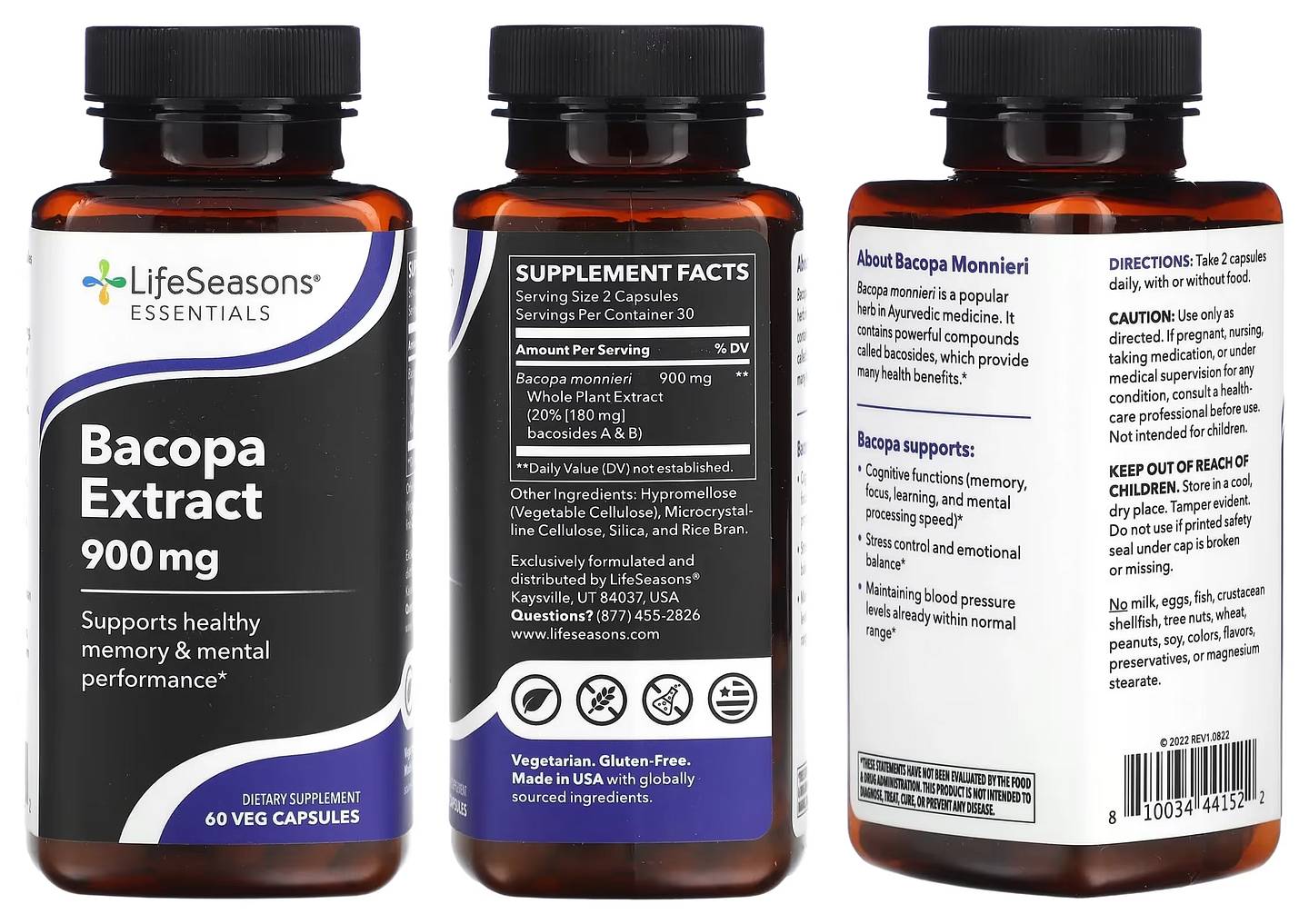 LifeSeasons, Bacopa Extract packaging