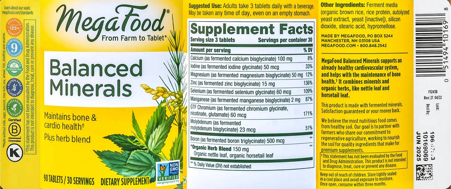 MegaFood, Balanced Minerals label