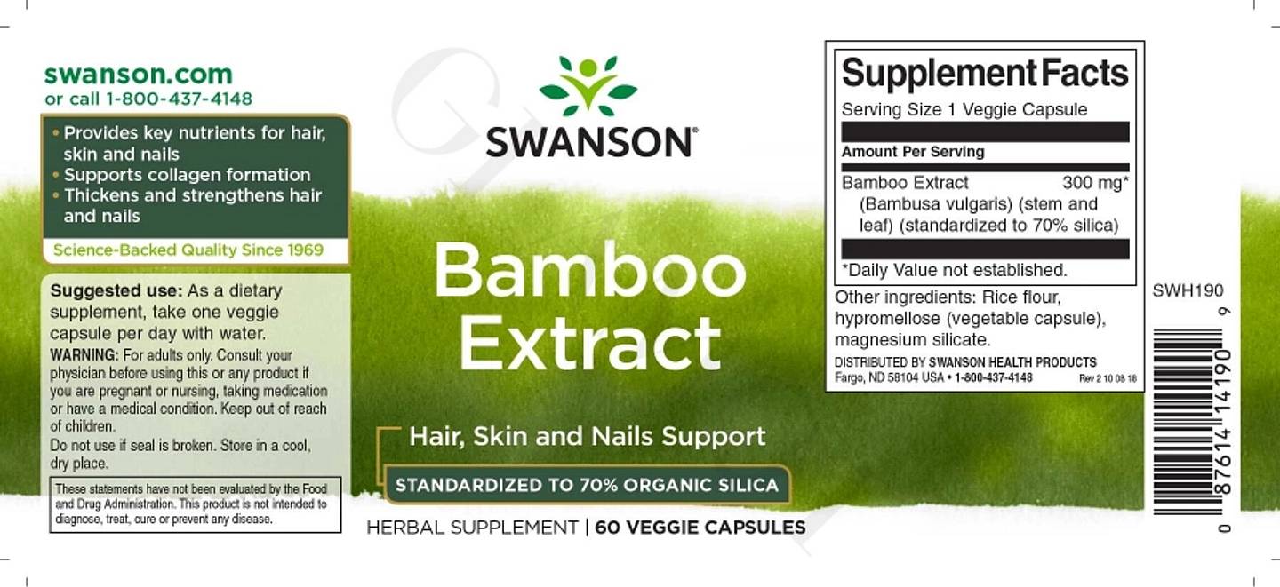 Swanson, Bamboo Extract label