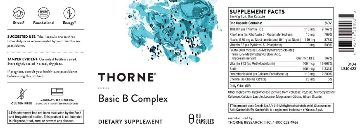 Thorne, Basic B Complex label