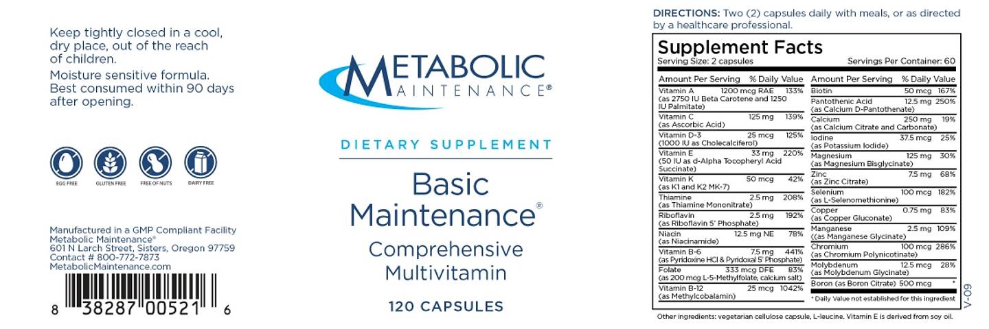 Metabolic Maintenance, Basic Maintenance label