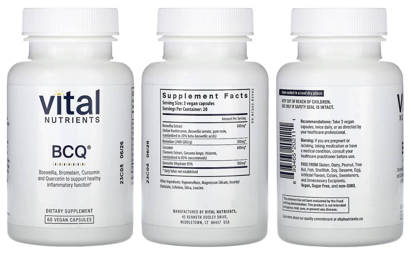 Vital Nutrients, BCQ packaging