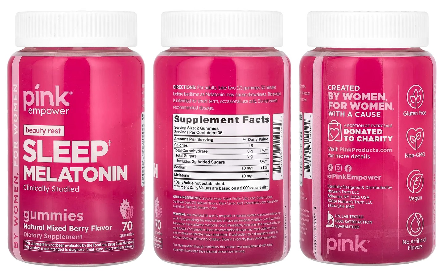 Pink, Beauty Rest Melatonin Sleep packaging