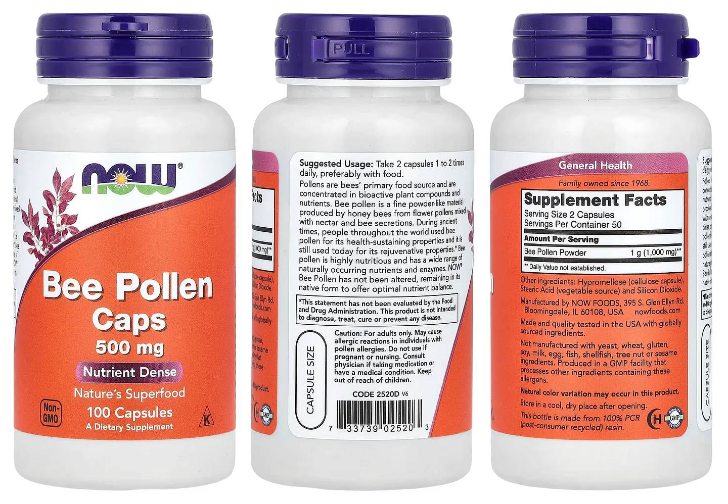 NOW Foods, Bee Pollen Caps packaging