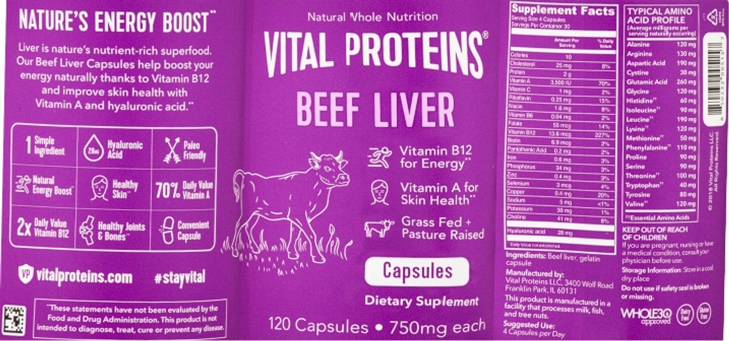 Vital Proteins, Beef Liver label