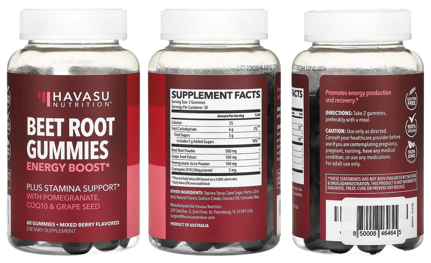 Havasu Nutrition, Beet Root Gummies packaging