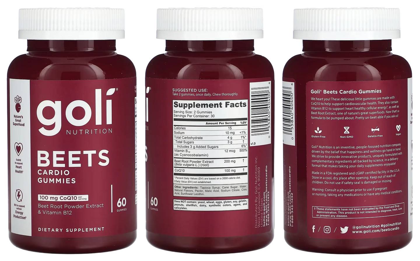 Goli Nutrition, Beets Cardio Gummies packaging