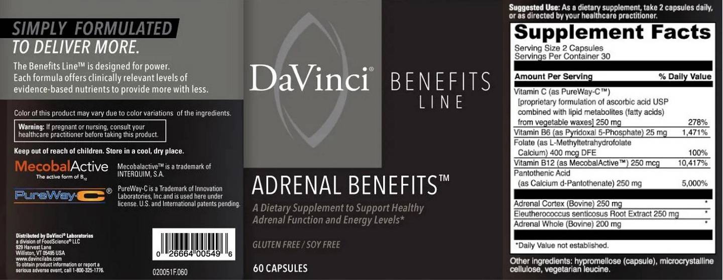 DaVinci Laboratories of Vermont, Benefits Line label