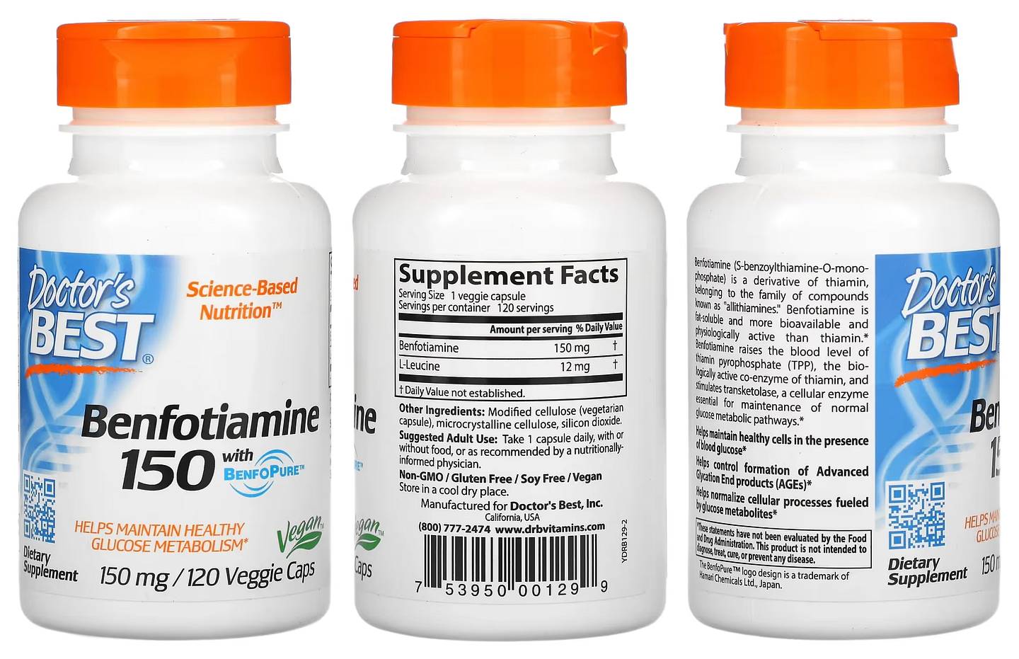 Doctor's Best, Benfotiamine 150 with BenfoPure packaging