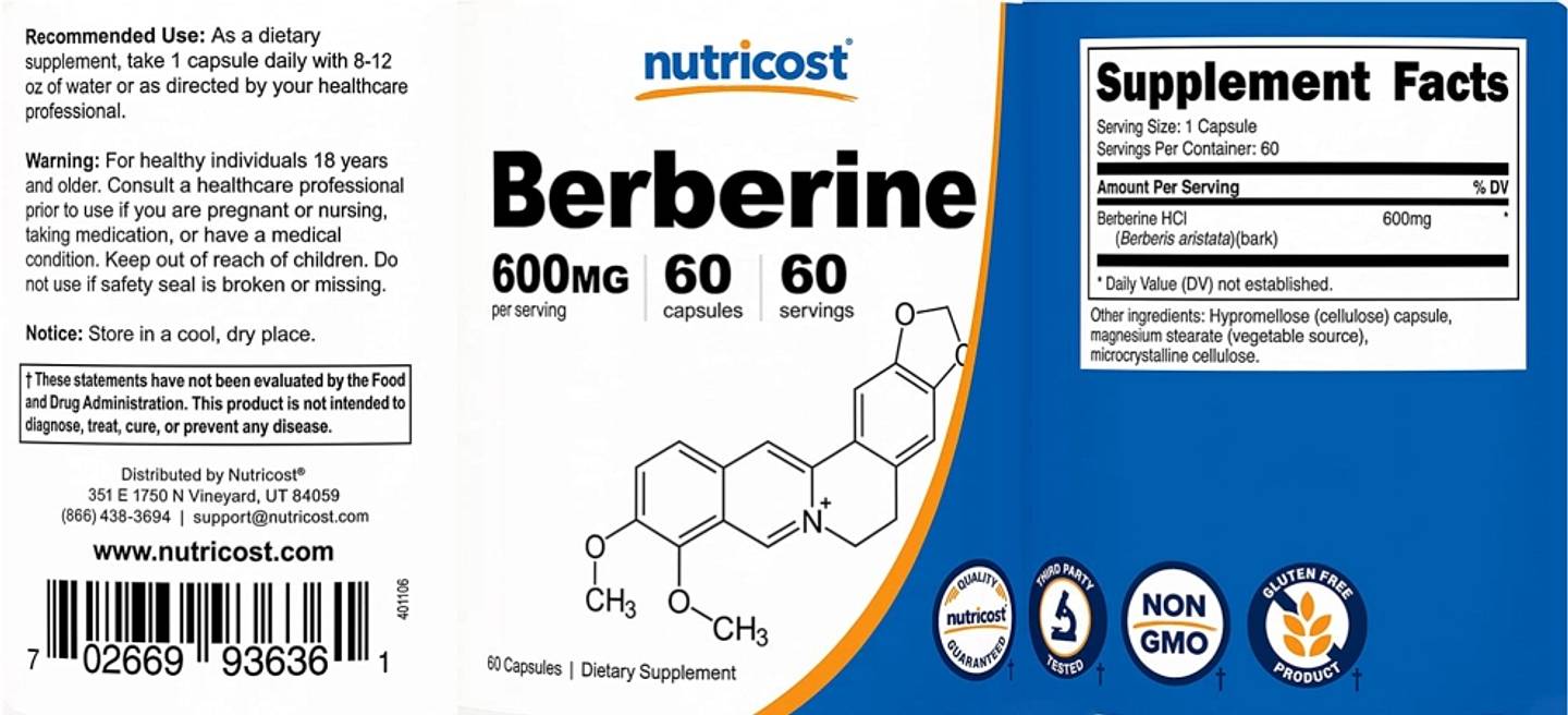 Nutricost, Berberine label