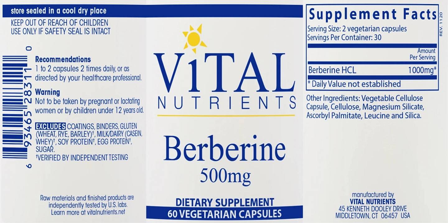 Vital Nutrients, Berberine label