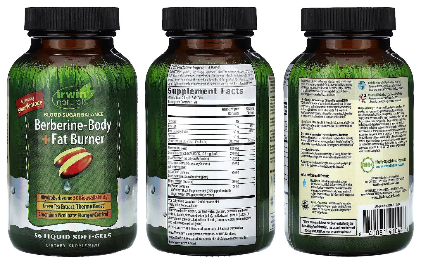 Irwin Naturals, Berberine-Body + Fat Burner packaging