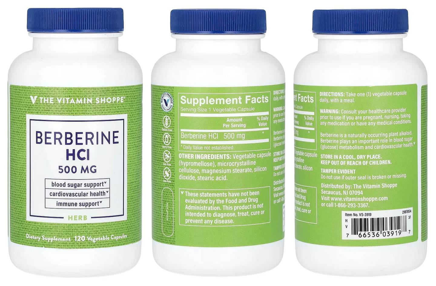 The Vitamin Shoppe, Berberine HCI packaging