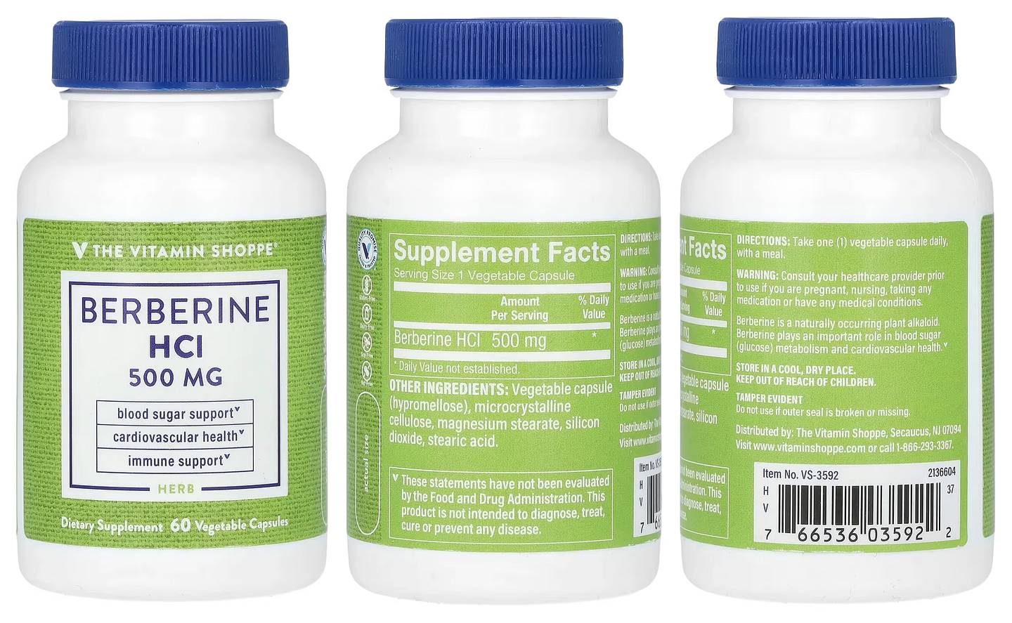 The Vitamin Shoppe, Berberine HCl packaging