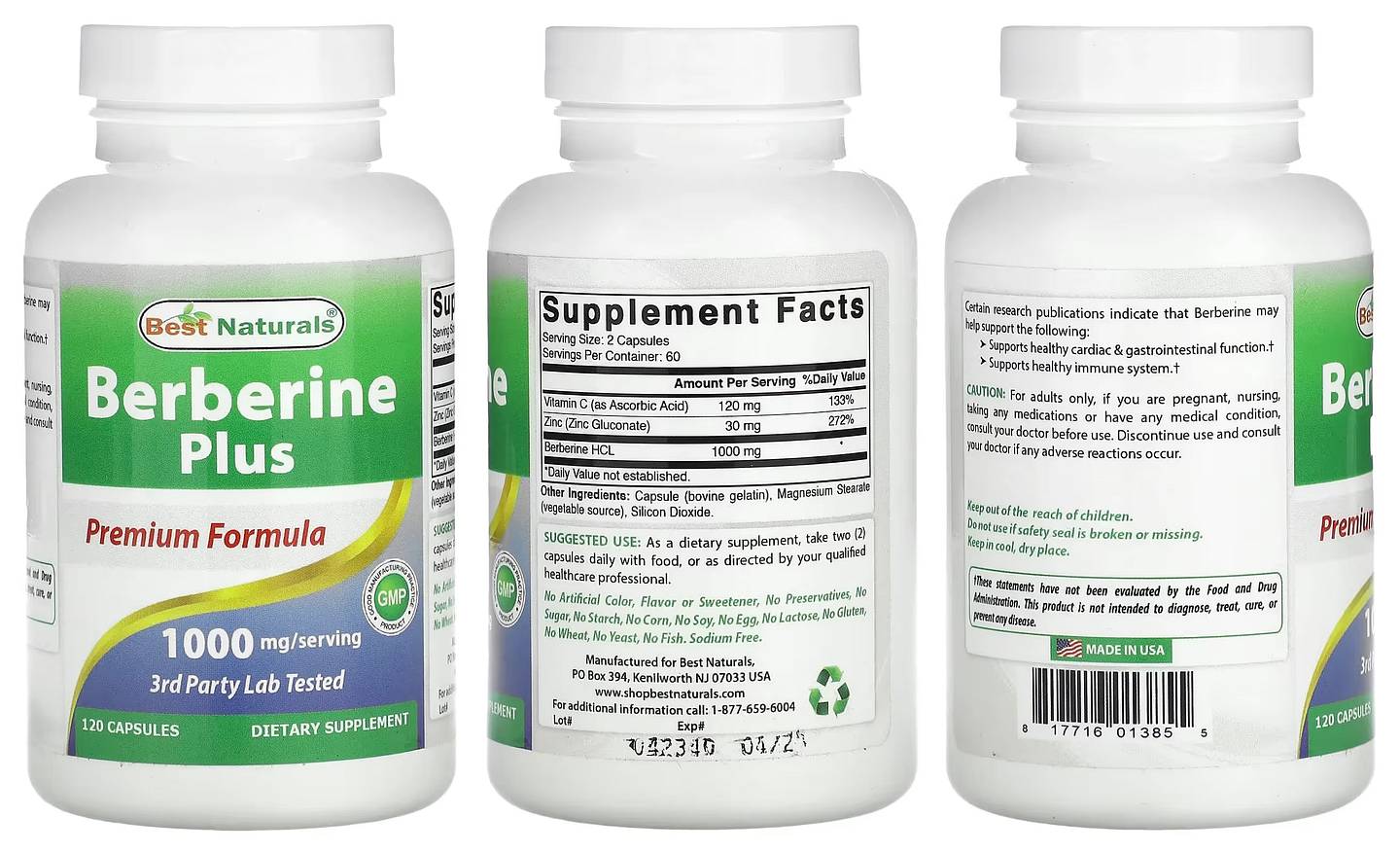 Best Naturals, Berberine Plus packaging