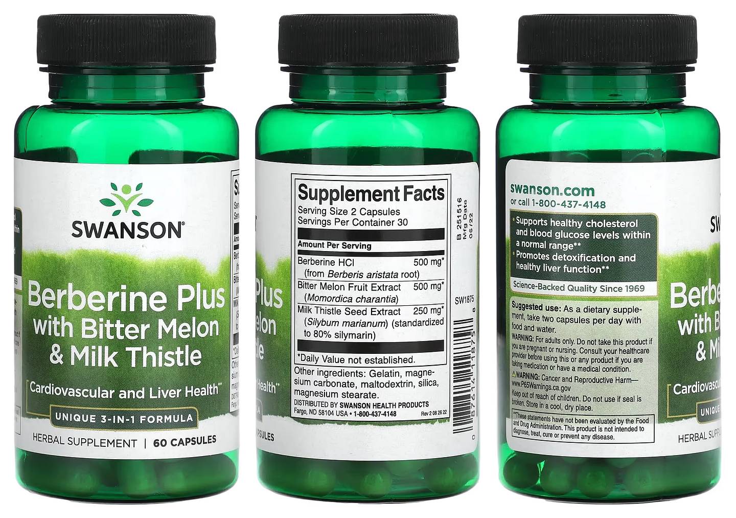 Swanson, Berberine Plus with Bitter Melon & Milk Thistle packaging