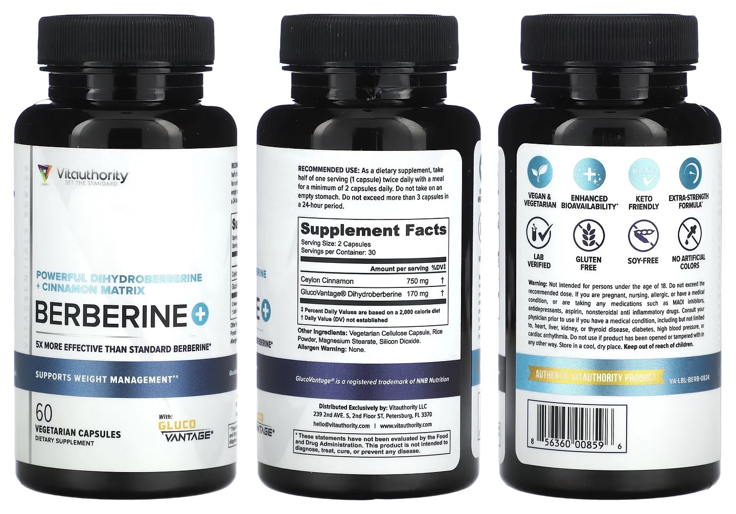 Vitauthority, Berberine Plus with Dihydroberberine packaging