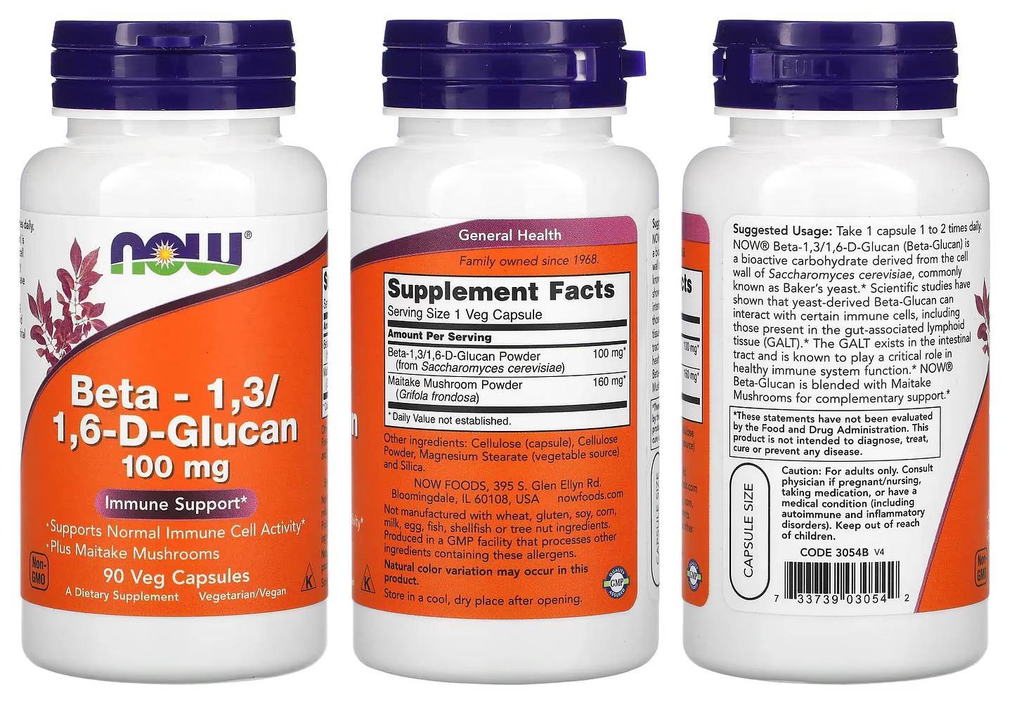 NOW Foods, Beta-1,3/1,6-D-Glucan packaging