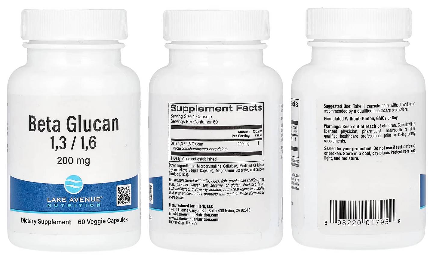 Lake Avenue Nutrition, Beta Glucan 1-3, 1-6 packaging