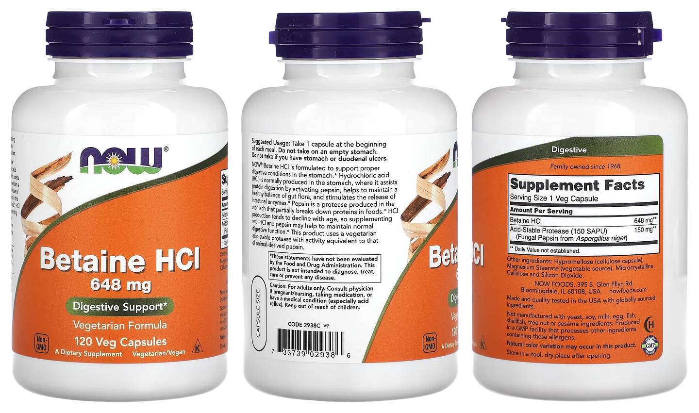 NOW Foods, Betaine HCl packaging