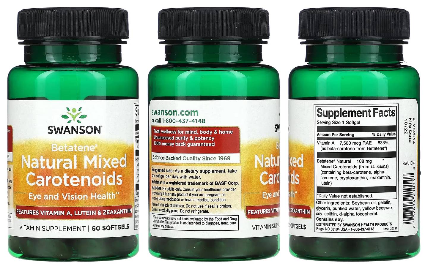 Swanson, Betatene Natural Mixed Carotenoids packaging