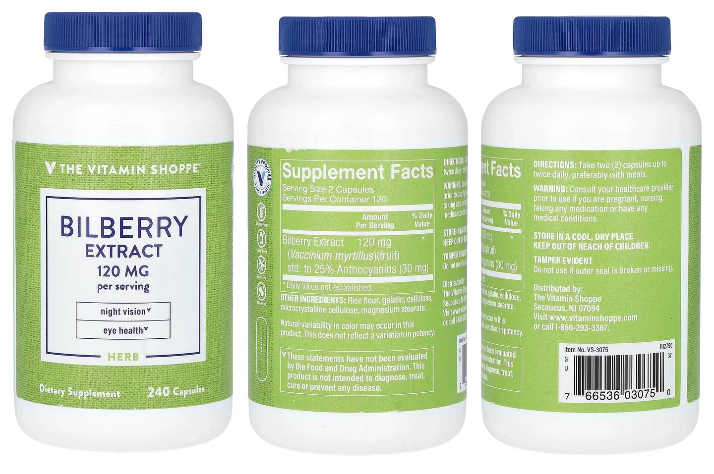 The Vitamin Shoppe, Bilberry Extract packaging