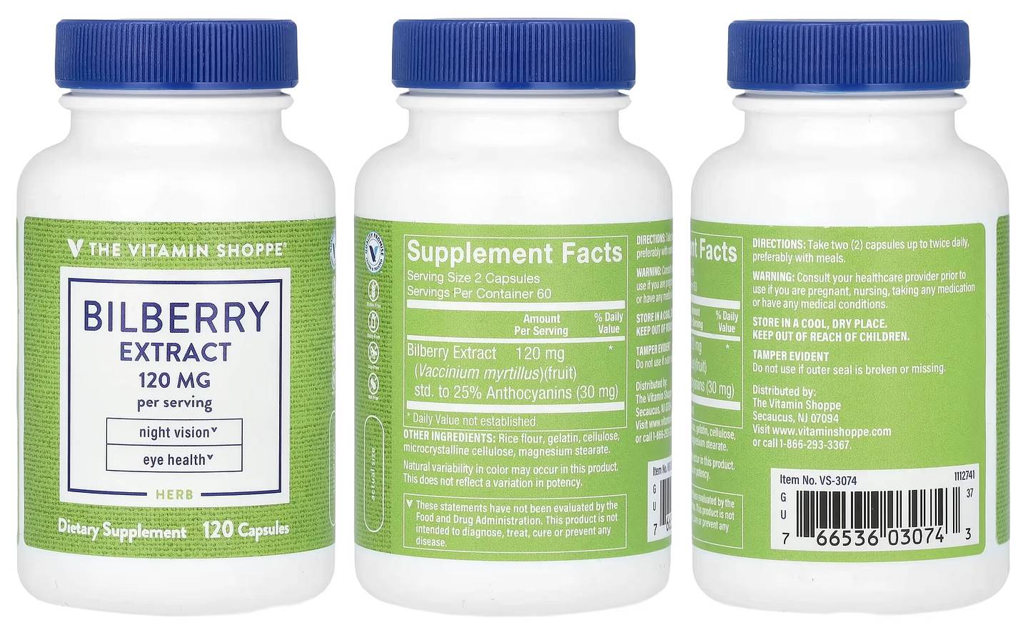 The Vitamin Shoppe, Bilberry Extract packaging