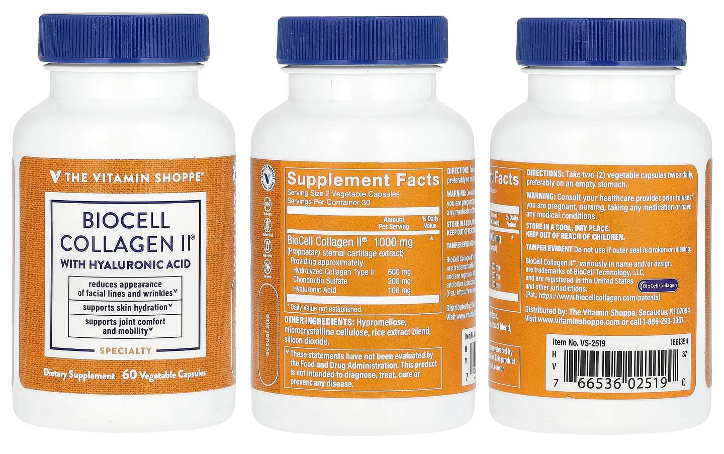 The Vitamin Shoppe, BioCell Collagen II With Hyaluronic Acid packaging