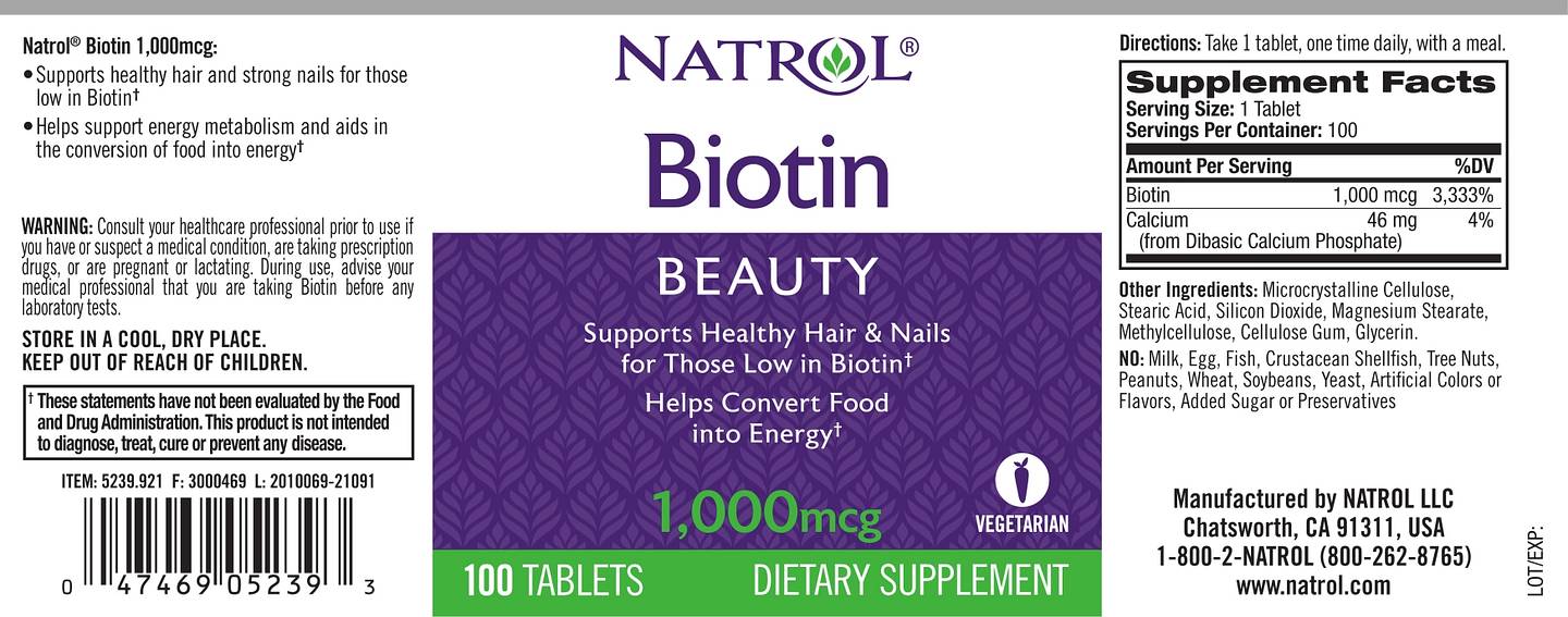 Natrol, Biotin label