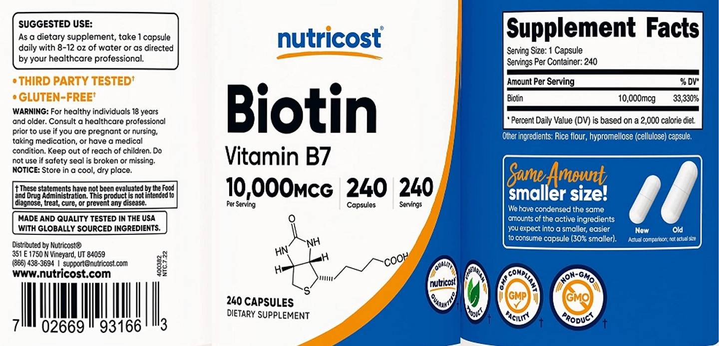 Nutricost, Biotin label