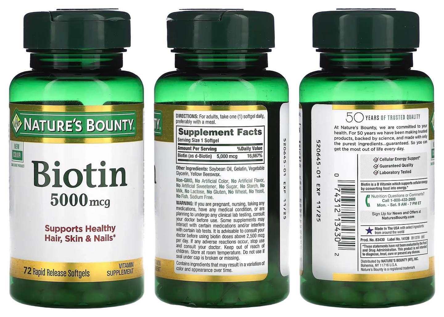 Nature's Bounty, Biotin packaging