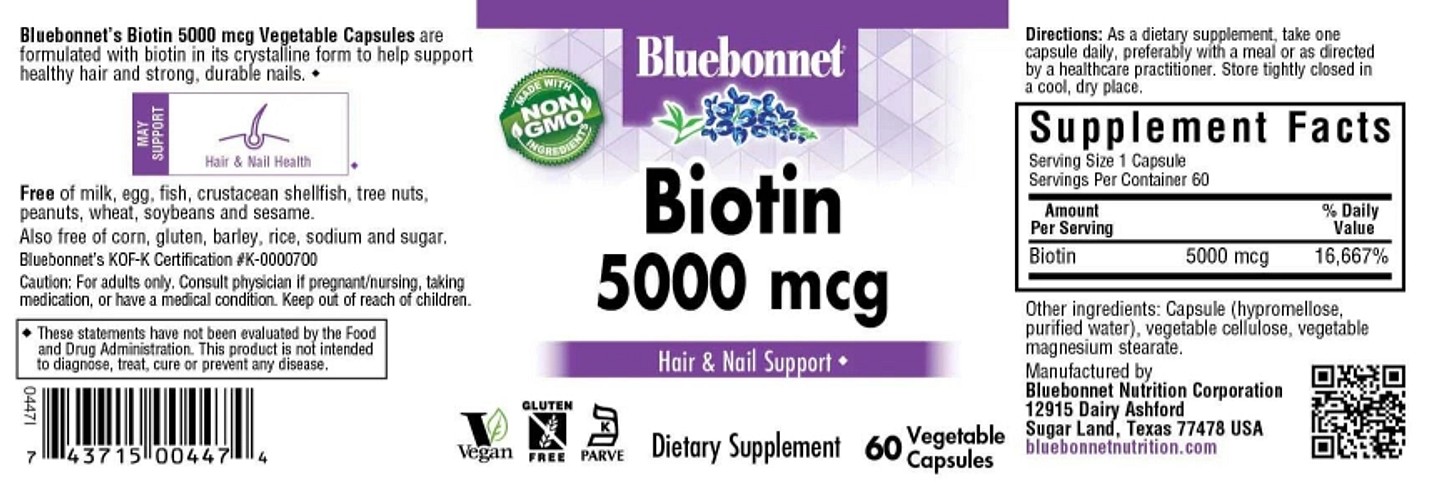 Bluebonnet Nutrition, Biotin label