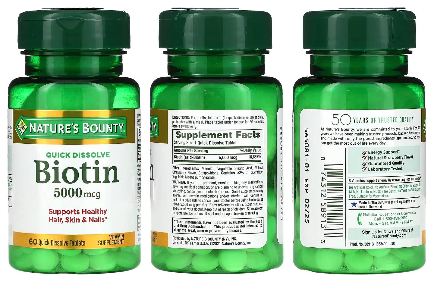 Nature's Bounty, Biotin packaging