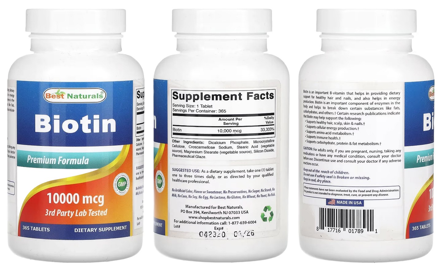 Best Naturals, Biotin packaging