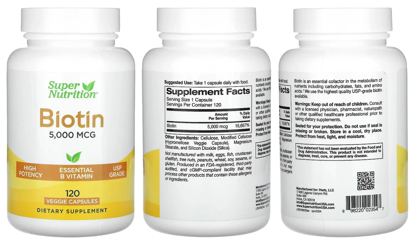 Super Nutrition, Biotin packaging
