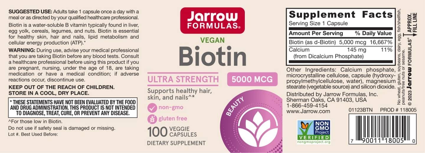 Jarrow Formulas, Biotin label