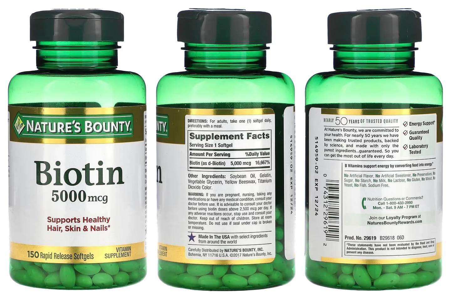 Nature's Bounty, Biotin packaging