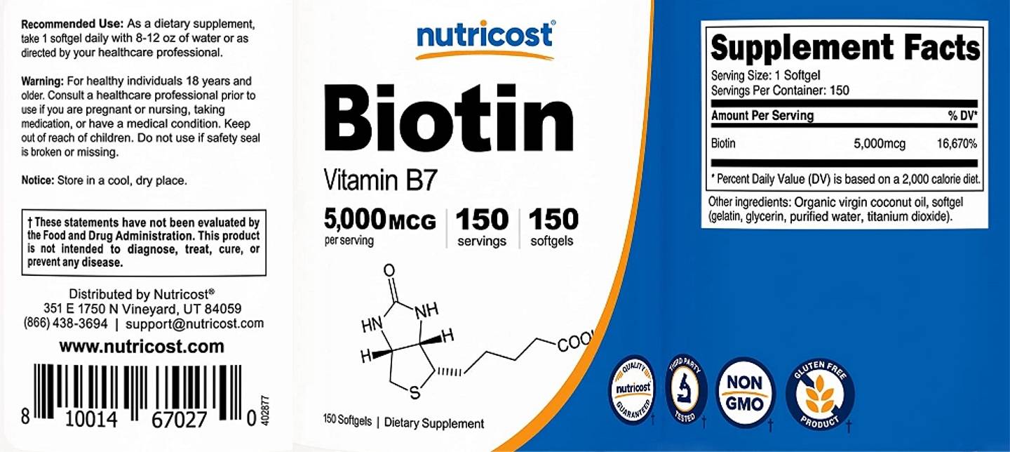 Nutricost, Biotin label