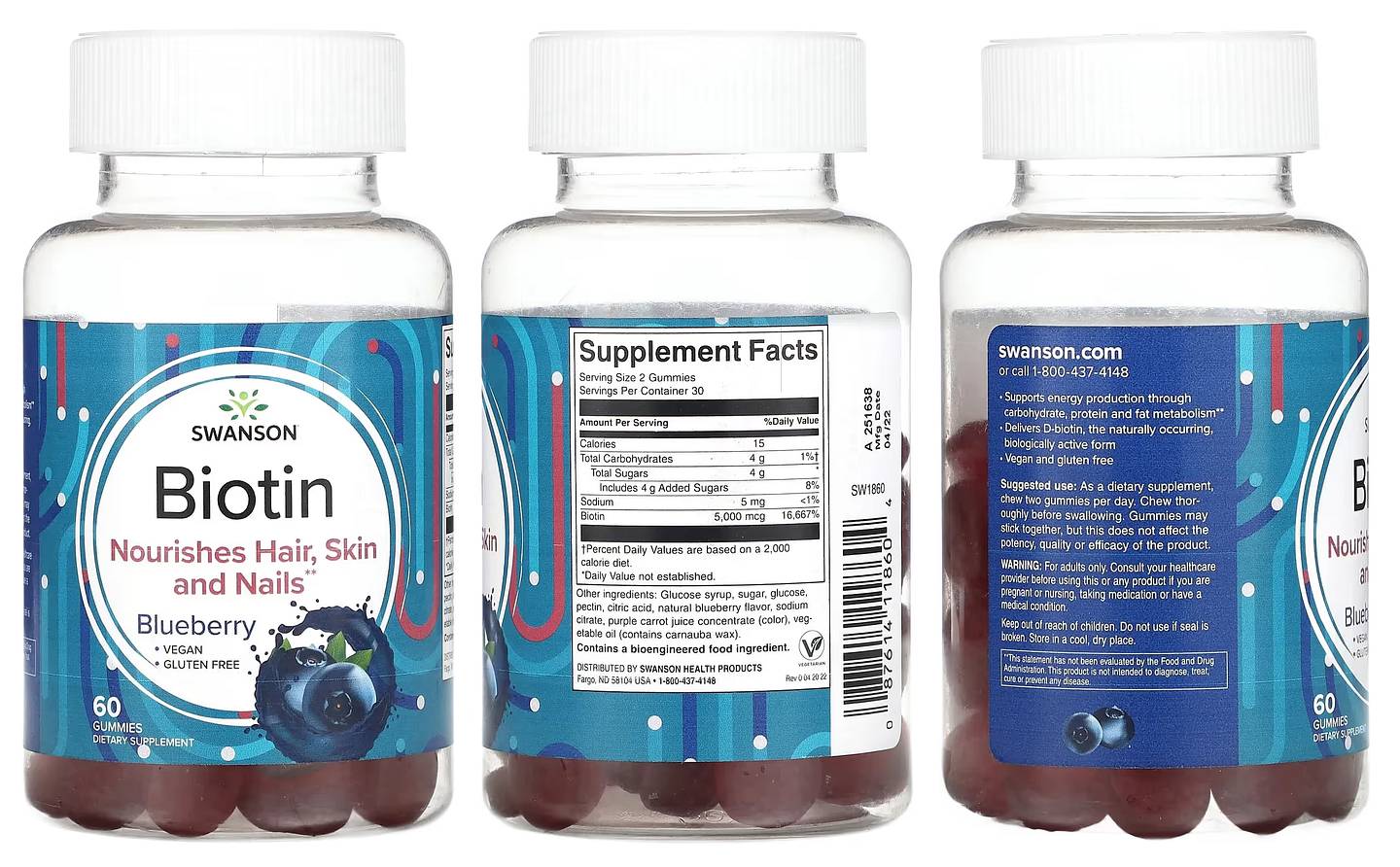 Swanson, Biotin, Blueberry packaging