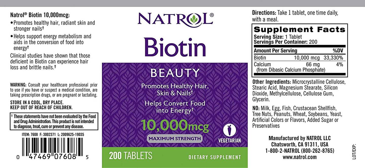 Natrol, Biotin, Maximum Strength label