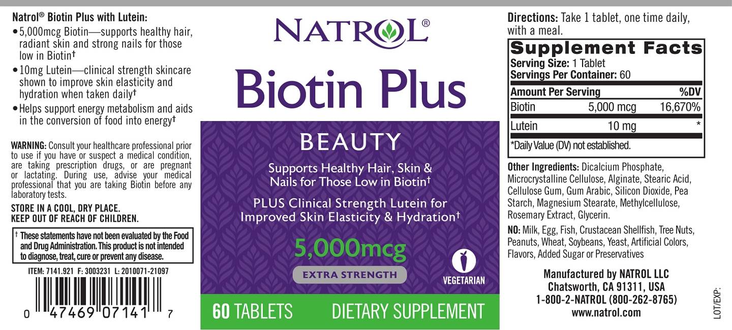 Natrol, Biotin Plus label