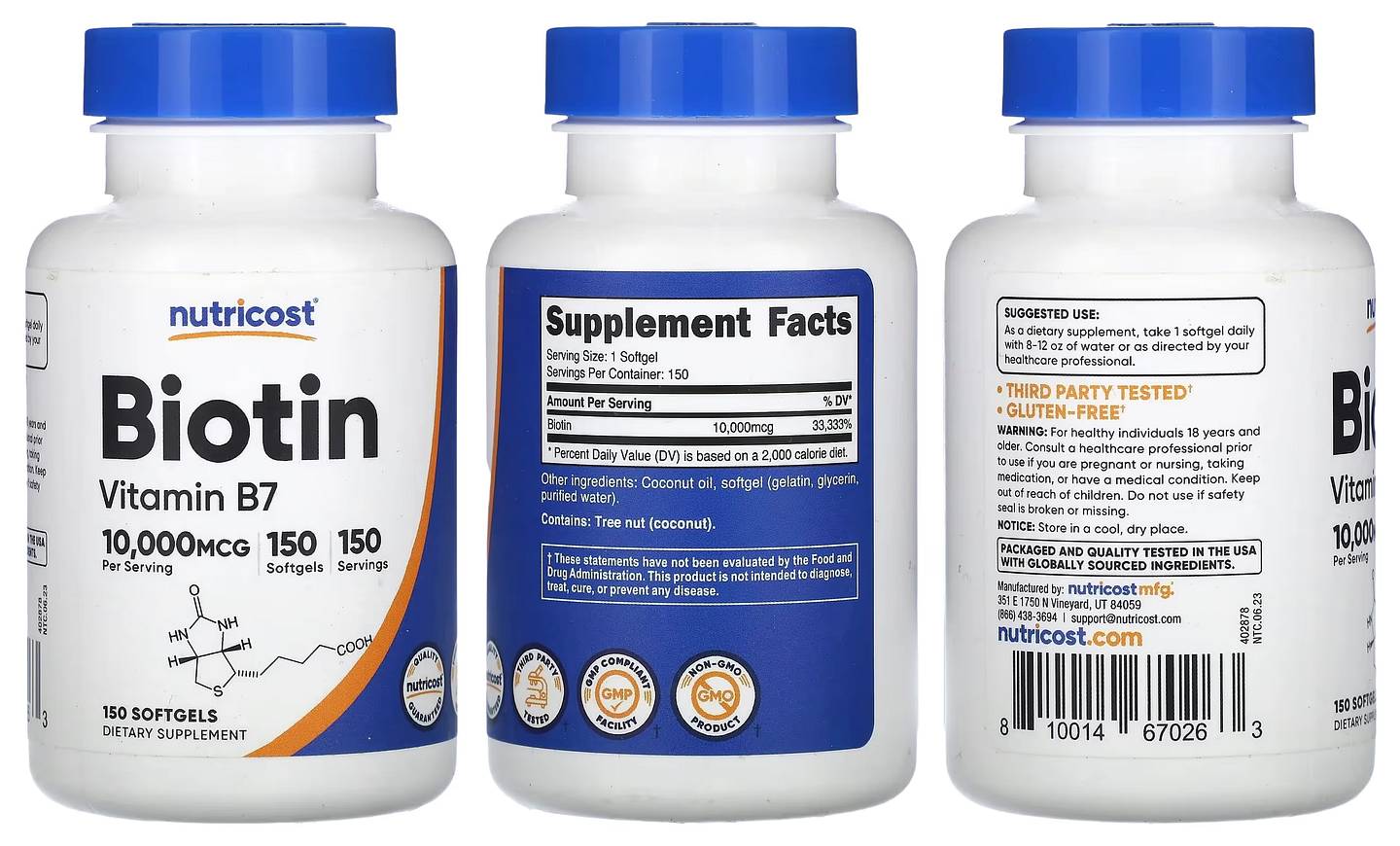 Nutricost, Biotin Vitamin B7 packaging