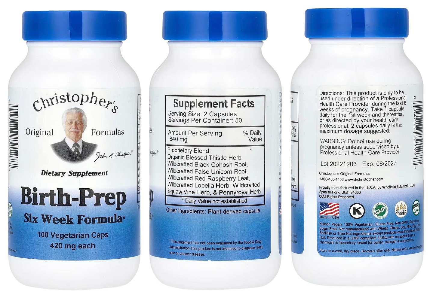 Dr. Christopher's, Birth-Prep packaging