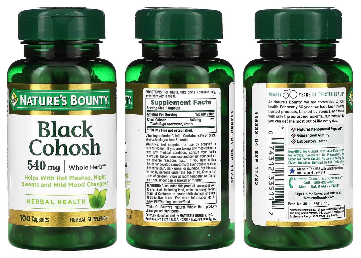 Nature's Bounty, Black Cohosh packaging