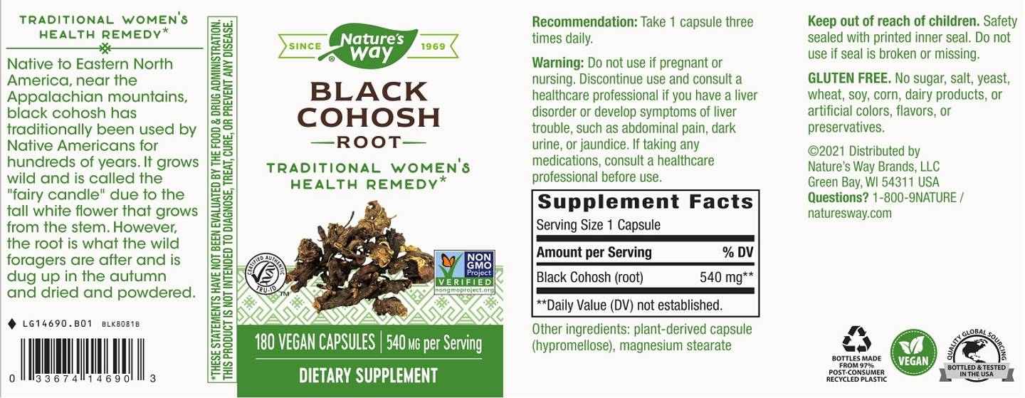 Nature's Way, Black Cohosh Root label